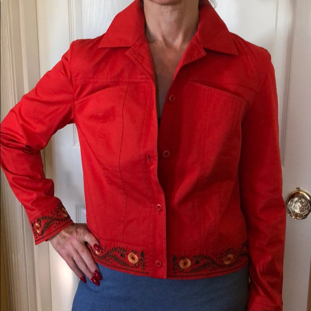 Embroidered Bright Red Jacket